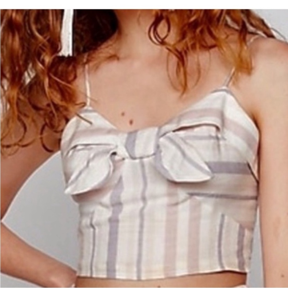 Express Striped Bow Detail Crop Top